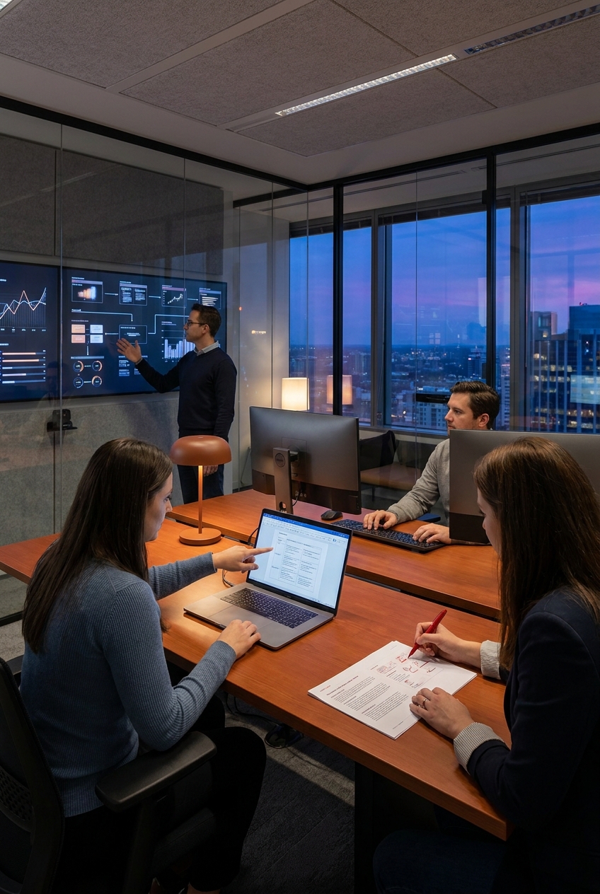 Team marketing B2B in control room digitale